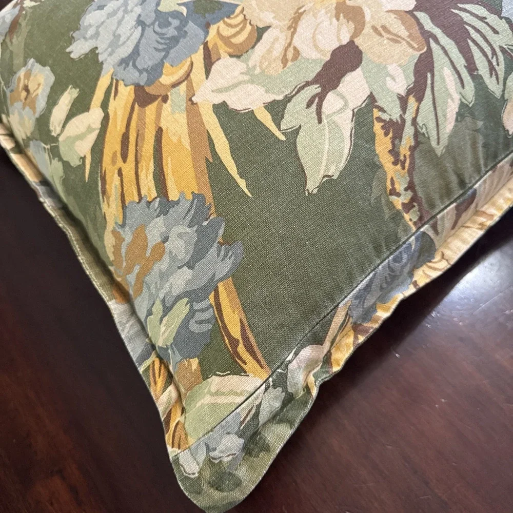 Pottery Barn Silvana Pheasant Pillow Cover & Insert Green 20